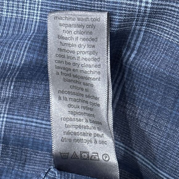 John Varvatos Shirt Mens Medium Blue Plaid Linen Cotton Long Sleeve Button Front - Picture 9 of 9